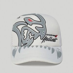 Reason/Dodge Hellcat Embroidered White Cap. Limited Collaboration. NWT.